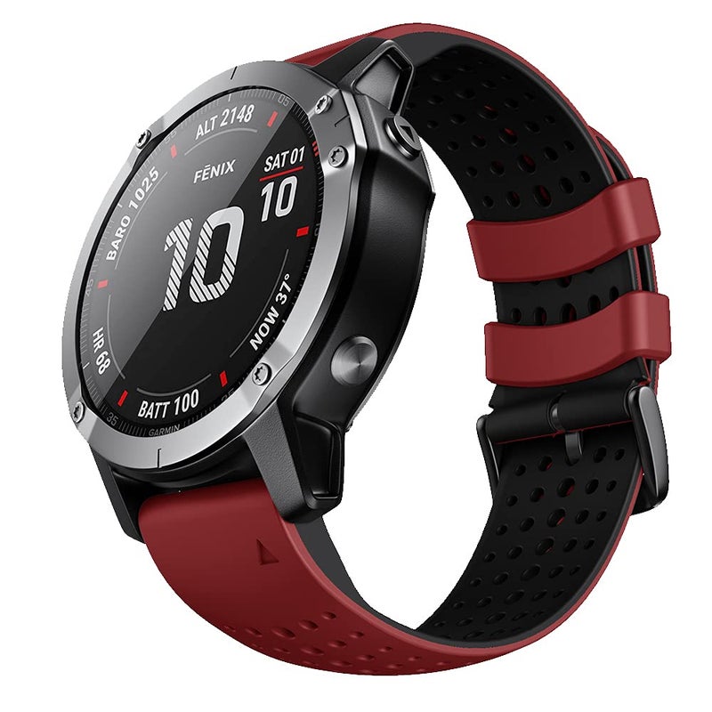 ANCOOL حزام ANCOOL متوافق مع Garmin Fenix 5X/6X/7X، حزام ساعة ناعم سهل التركيب بقطر 26 مم بديل لـ Fenix 5X Plus/Fenix 6X/Fenix 6X Pro/Tactix Charlie/Descent MK2 (أحمر) - Image 1