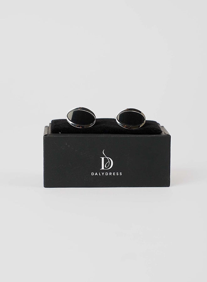 Dalydress Men Cuff-Link O Black/Silver - Image 1