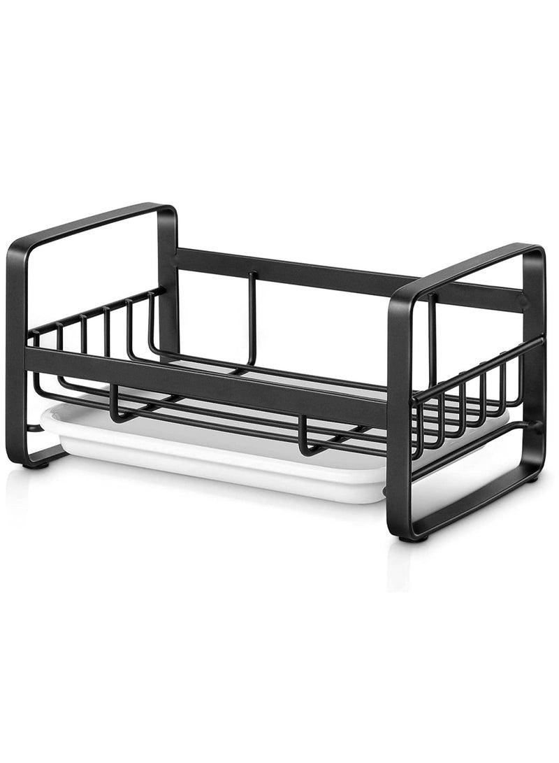 MIXDE Kitchen Sink Sponge Holder, 304 Stainless Steel Kitchen Soap Dispenser Caddy Organizer, Countertop Soap Dish Rack Drainer with Removable Drain Tray, not Including Dispenser and Brush - Image 2