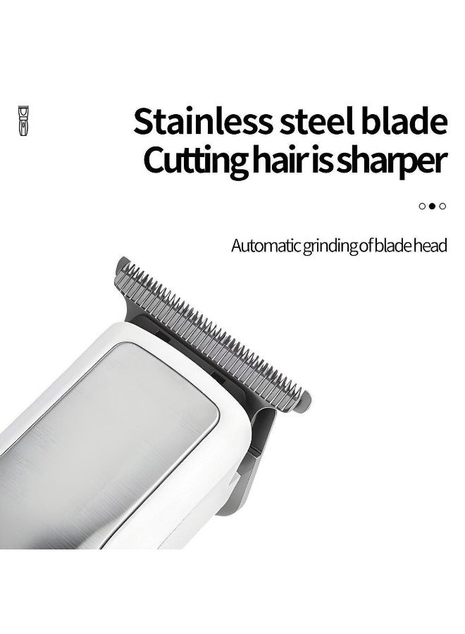 مكينة حلاقة  KM-289 احترافية للرجال شحن USB شاشة رقمية دقيقة بطارية 600مللي  امبير -استخدام مزدوج للشعر واللحية مدة تشغيل 110 دقيقة- لون معدني لامع - Image 2