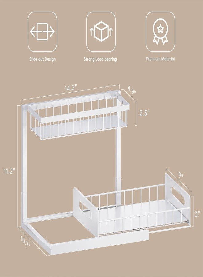 VUSIGN Slide-Out Sink Organizer, Under Sink Cabinet Pull-Out Shelf for Kitchen & Bathroom Cabinetry, White, 2-Pack - Image 3