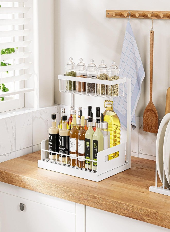 VUSIGN Slide-Out Sink Organizer, Under Sink Cabinet Pull-Out Shelf for Kitchen & Bathroom Cabinetry, White, 2-Pack - Image 4