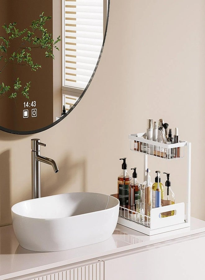 VUSIGN Slide-Out Sink Organizer, Under Sink Cabinet Pull-Out Shelf for Kitchen & Bathroom Cabinetry, White, 2-Pack - Image 5