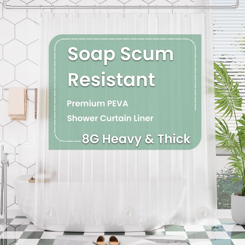 AmazerBath 78 Inch Frosted PEVA Shower Curtain  Heavy Duty with 3 Weighted Stones and 12 Rustproof Grommets