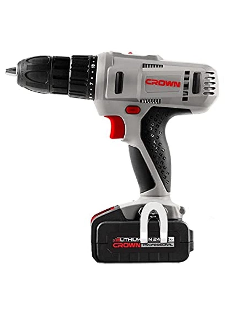 Crown -CT21074L  Drill With 2 Lithium Batteries 24V 13mm 50Newton 2Amp - Image 1