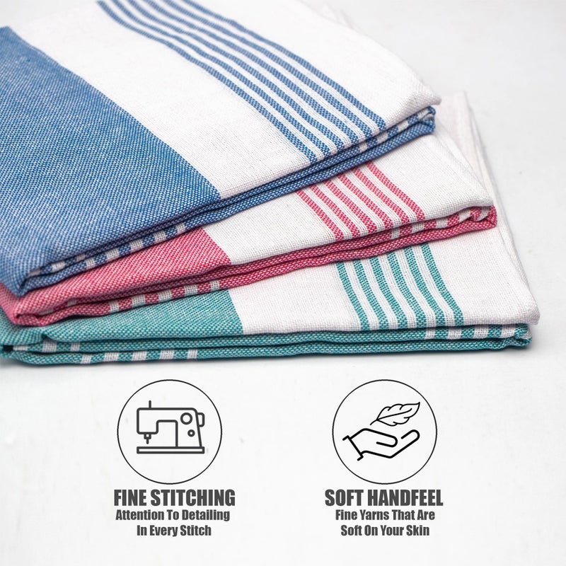 YATTA 100% Cotton Bath Towels - Pack of 3 (150 x 75 cm) | Lightweight, Quick-Dry, Multicolor | High Absorbency Travel Towels for Men & Women | Perfect Everyday Towel - Image 3