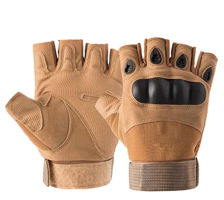 ketmart Nylon Tactical Half Finger Gloves for Sports, Hard Knuckle,Hiking,Cyclling,Travelling,Camping,Outdoor,Boxing, Motorcycle Riding, Arm Shooting Gym Glove (Color-Khakhi) - Image 1