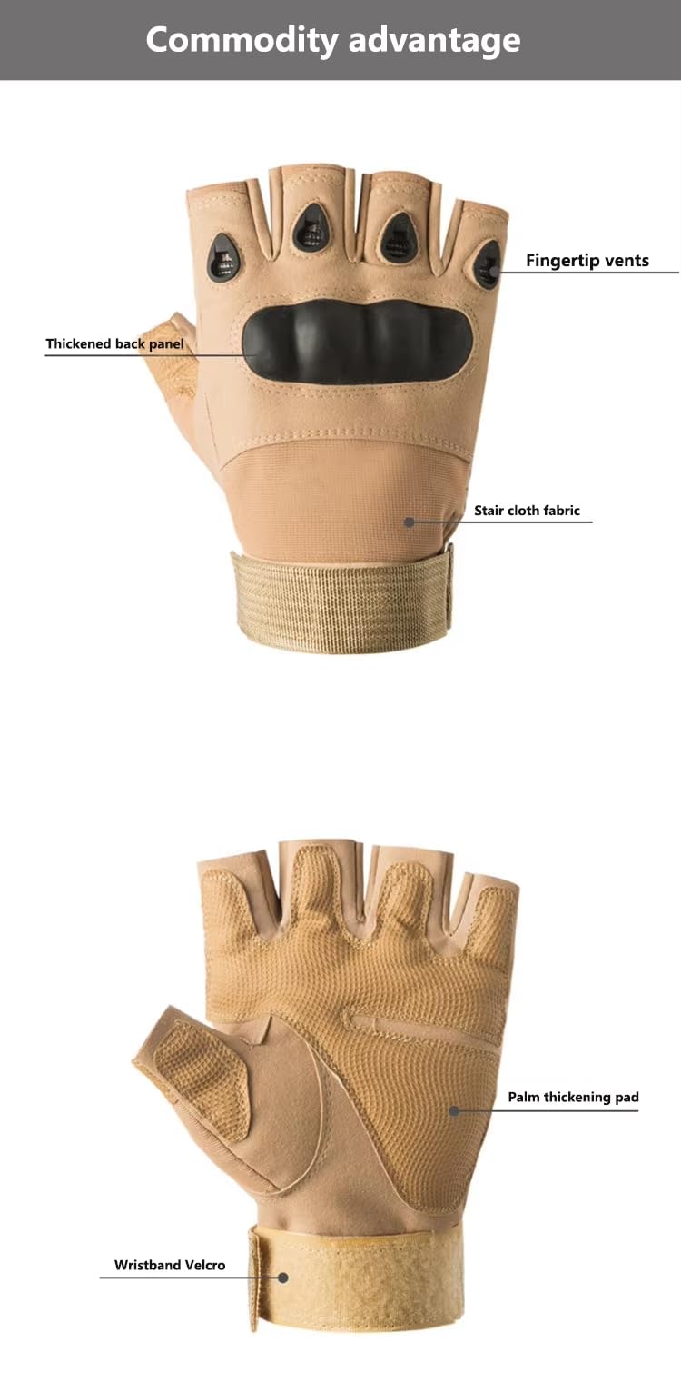 ketmart Nylon Tactical Half Finger Gloves for Sports, Hard Knuckle,Hiking,Cyclling,Travelling,Camping,Outdoor,Boxing, Motorcycle Riding, Arm Shooting Gym Glove (Color-Khakhi) - Image 5