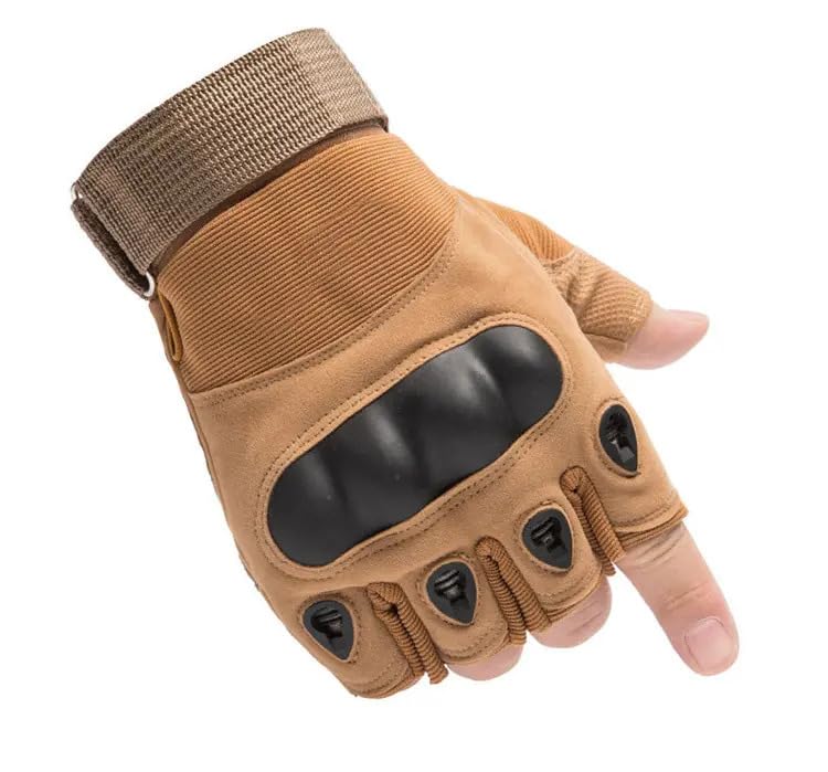 ketmart Nylon Tactical Half Finger Gloves for Sports, Hard Knuckle,Hiking,Cyclling,Travelling,Camping,Outdoor,Boxing, Motorcycle Riding, Arm Shooting Gym Glove (Color-Khakhi) - Image 3