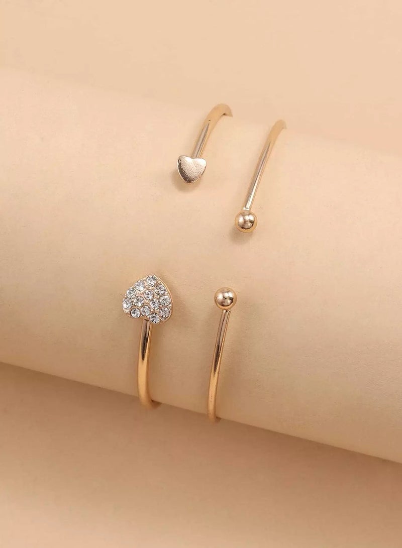 2pcs Heart Detail Cuff Bangle  - Image 1