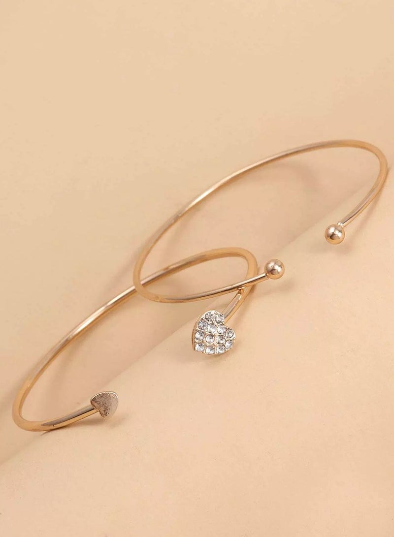 2pcs Heart Detail Cuff Bangle  - Image 3