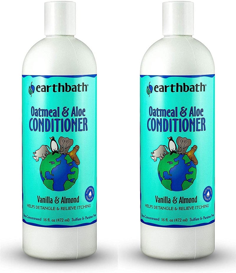 earthbath Oatmeal Aloe Conditioner Dog Conditioner for Allergies Itching Dry Skin Helps Detangle Relieve Itching Made in USA Cruelty Free Pet Conditioners 16 Oz 2 Pack