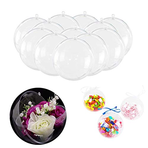 Wenosda 24PCS Clear Plastic Acrylic Fillable Ball Ornament Set, Transparent DIY Craft Ball for Christmas Tree Ornaments, Wedding and Birthday Party Decorations(60mm/2.36 Inches 24pcs) - Image 2