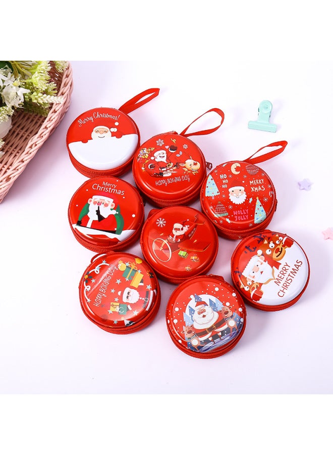 Mini Tinplate Coin Purse Children's Round Zipper Cartoon Coin Earphone Cable Key Storage Bag Cpact Durable Wallet-Color:Old Style - Image 1