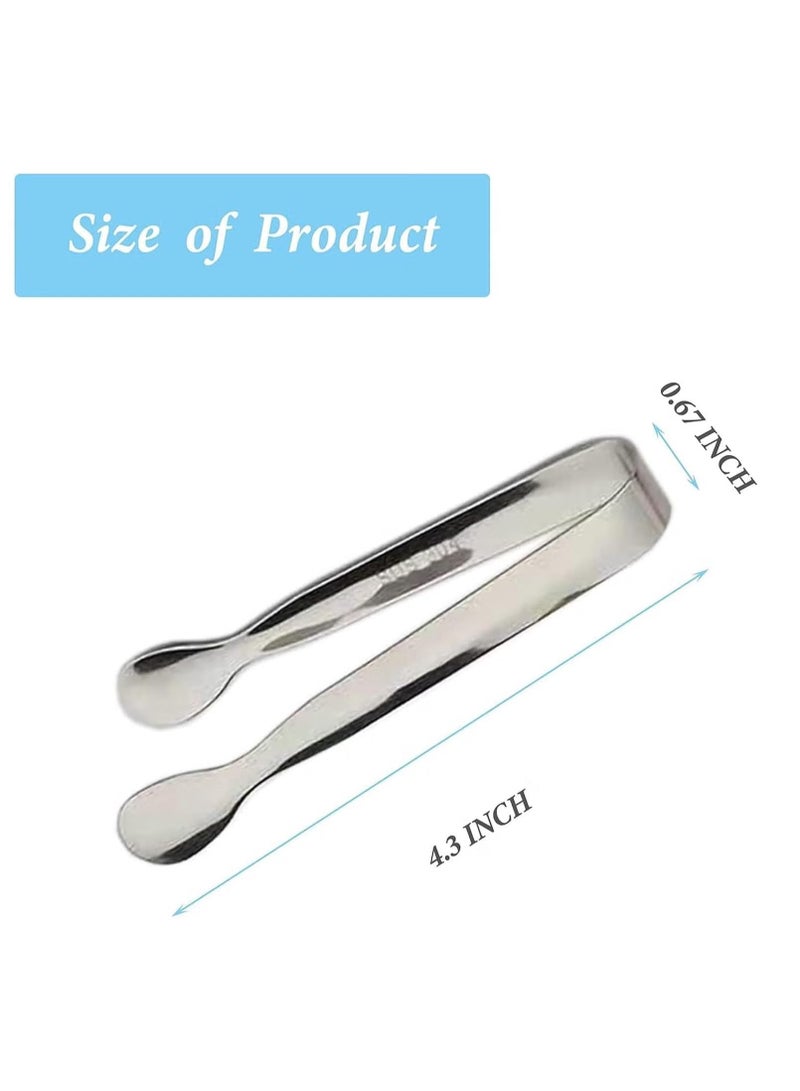 6PCS Mini Sugar Tongs, Stainless Steel Small Serving Tongs, Food-Grade 304 Stainless Steel Tongs, for Appetizers, Tea Party, Coffee Bar, Desserts (4.25Inch Silver)  - Image 3