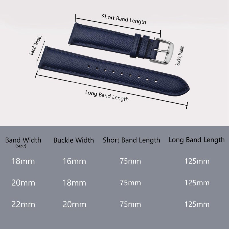 BISONSTRAP أحزمة ساعات جلدية بتقنية BISONSTRAP للنساء والرجال، أحزمة استبدال الساعات مع إطلاق سريع، 20 مم، أزرق داكن، مشبك فضي - Image 5