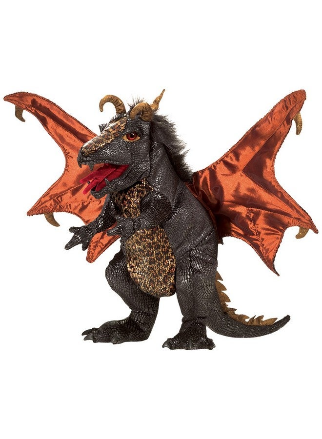 Folkmanis Black Dragon Hand Puppet Plush, Black - Image 1