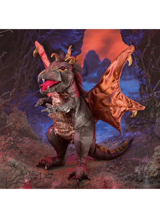 Folkmanis Black Dragon Hand Puppet Plush, Black - Image 2