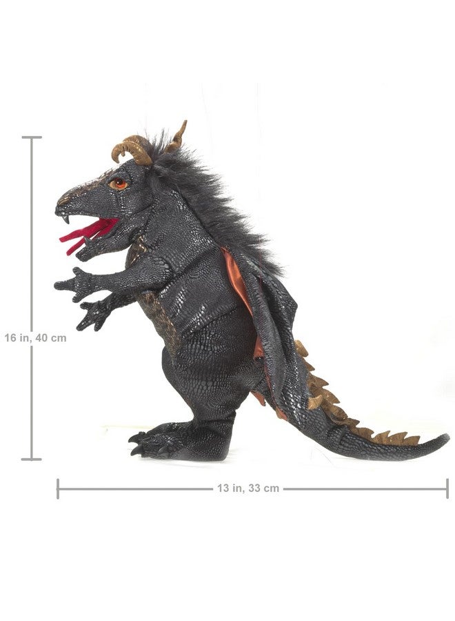 Folkmanis Black Dragon Hand Puppet Plush, Black - Image 4