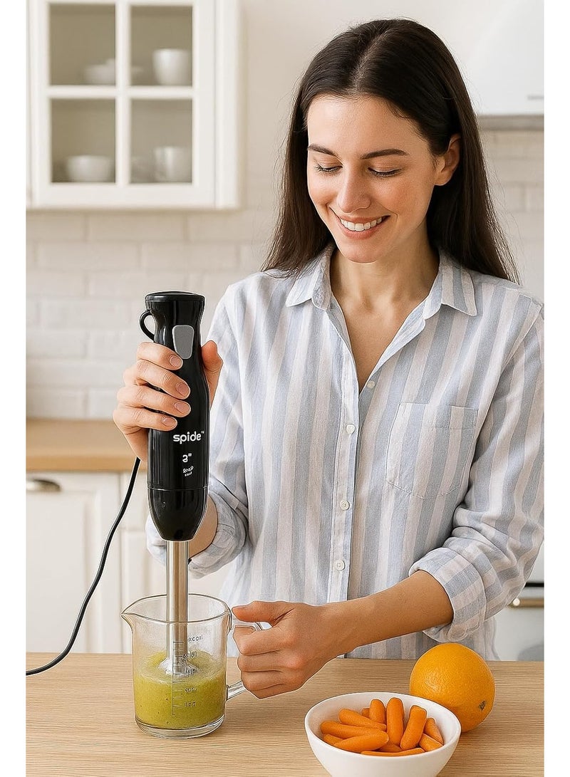 Spida SPD-NF08003B 450W Hand Blender – Stainless Steel Body, Compact Design – Perfect for smoothies, sauces, and baby food. - Image 2