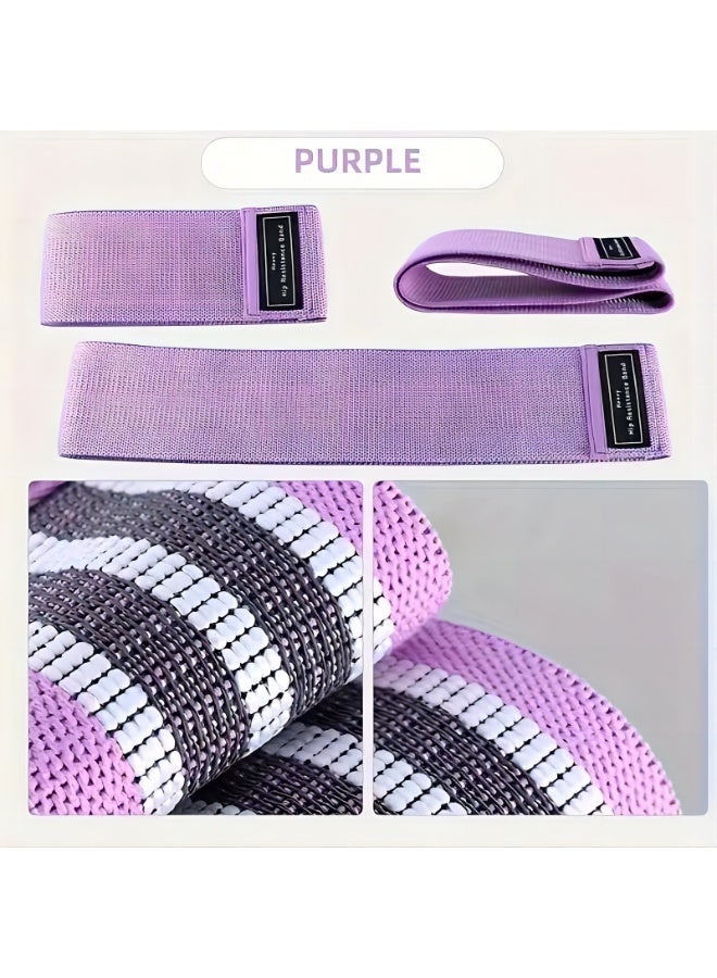 EFUMKE This three-piece set of non-slip elastic exercise bands features resistance bands in three different resistance levels and knitted fabrics in multiple colors. Suitable for squats, stretching, and glute and gluteal muscle strengthening exercises, it is suitable for both men and women. The band measures 76x8 cm and comes with a storage bag. - Image 3
