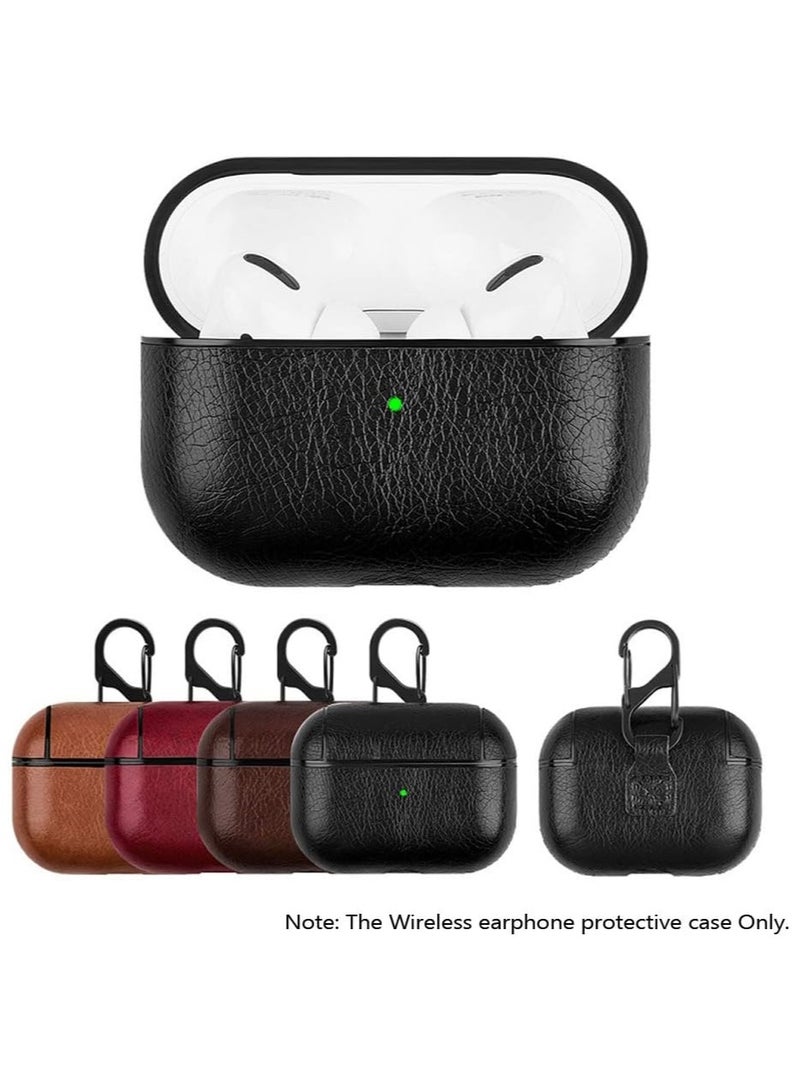 Leather Shockproof Protective Case Cover for AirPods Pro Light Brown/Black, Shock Resistant with Durable Anti-Lost Carabiner to Securely Attach AirPods to Handbags, Suitcases and Pants Leather Keych - Image 3