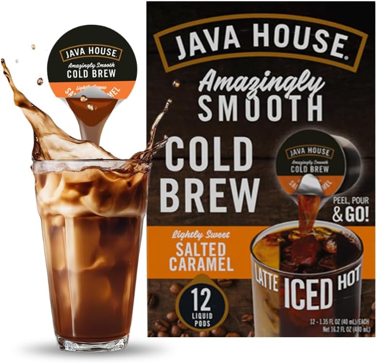 Java House Single-Serve Cold Brew Coffee Pods - Lightly Sweetened Salted Caramel - 100% Arabica - 12 Pods - Image 1