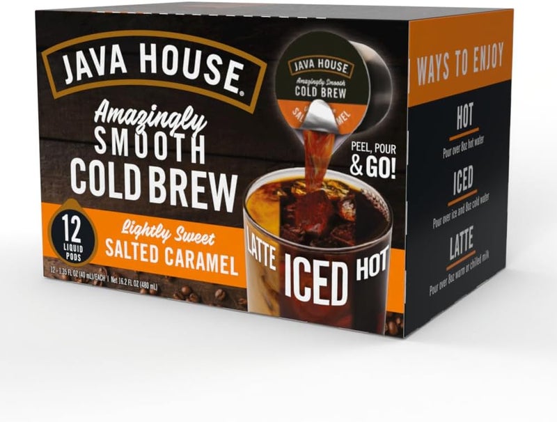 Java House Single-Serve Cold Brew Coffee Pods - Lightly Sweetened Salted Caramel - 100% Arabica - 12 Pods - Image 3