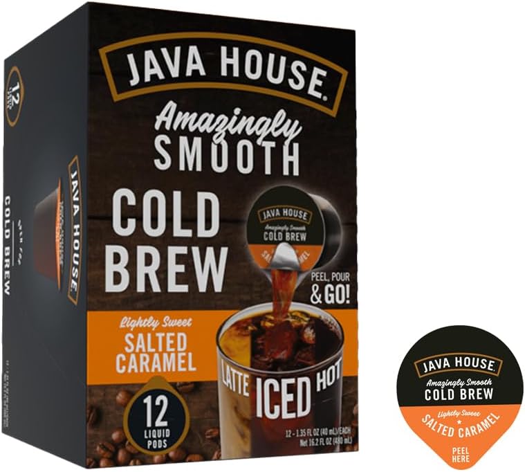 Java House Single-Serve Cold Brew Coffee Pods - Lightly Sweetened Salted Caramel - 100% Arabica - 12 Pods - Image 2