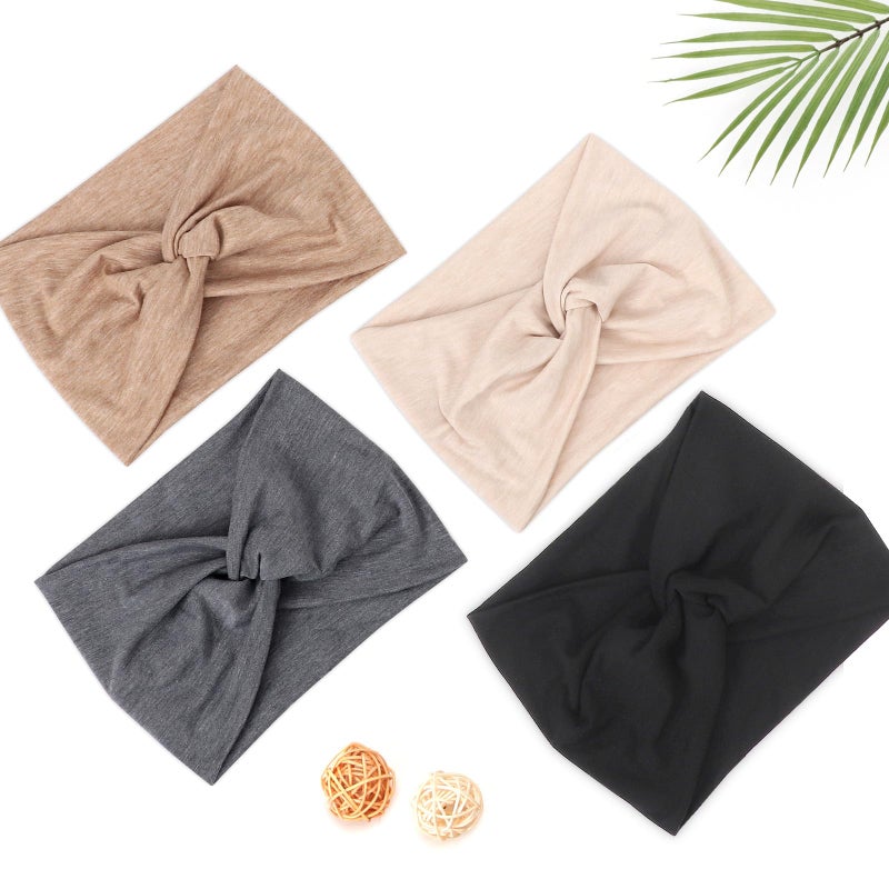 DRESHOW Extra Wide Headbands for Women Cotton Turban Knotted Bandana Head Bands Non Slip Boho Hair Accessories for Sports & Yoga - Image 5