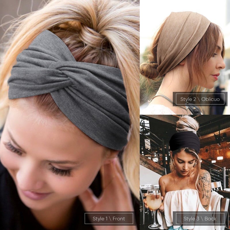 DRESHOW Extra Wide Headbands for Women Cotton Turban Knotted Bandana Head Bands Non Slip Boho Hair Accessories for Sports & Yoga - Image 2