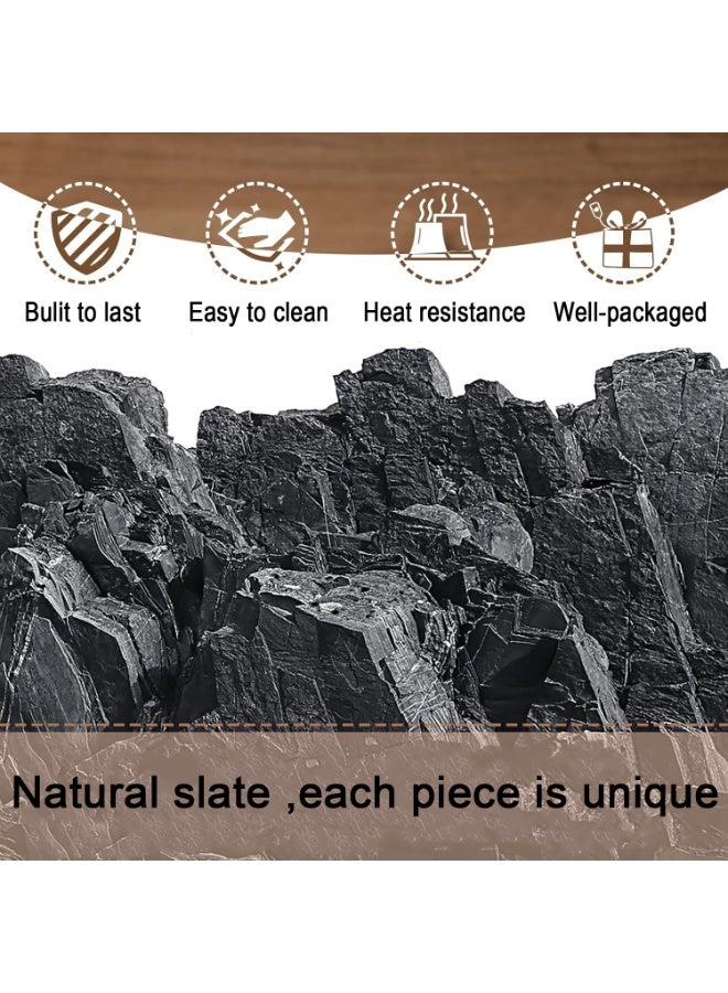 طبق صواني للخدمة من الصخر الرملي، طبق عرض للحلويات والمنتجات العطارة، لوحة تشفاف من الصخر لرزق الأطعمة الجيدة، طبق جبنة للأطعمة العالية الجودة للمشروبات، الوجبات الخفيفة، الكنافة، السوشي، الكيك، الوجبات التحلية، الفواكه، اللحم - 30×20 سم - مستطيل أسود - Image 2