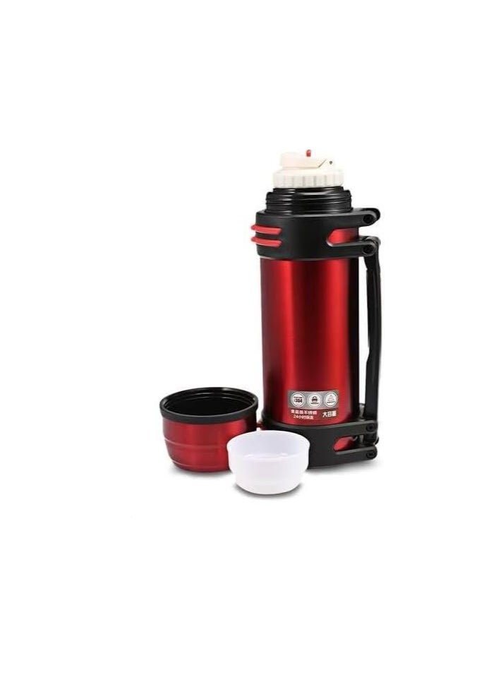 Generic - Large Thermos - 101oz Stainless Steel Insulated Travel Bottle with BPA Free Cup Thermos Vacuum Insulated 3L Handle and Strap for Hot and Cold Drinks H Stainless Steel - Image 1