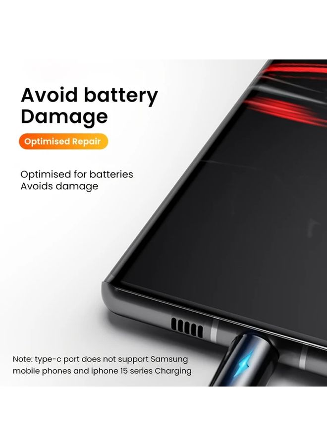 كابل شحن USB-A إلى Type-C قصير بطول 9.84 إنش، شحن سريع بقوة 3 أمبير، سلك نقل بيانات مع مؤشر ضوء الشحن، أسود. - Image 3