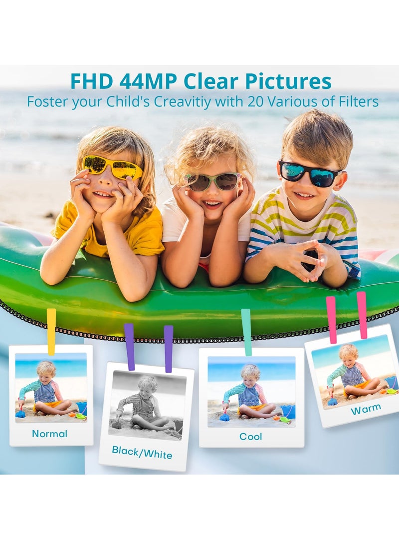 Kids Digital Camera 1080P 44MP Digital Cameras for Photography, Digital Point and Shoot Camera for Kids with 16X Zoom, Fill Light, Anti-Shake, Compact Small Travel Camera for Boys Girls Teens Gift - Image 2