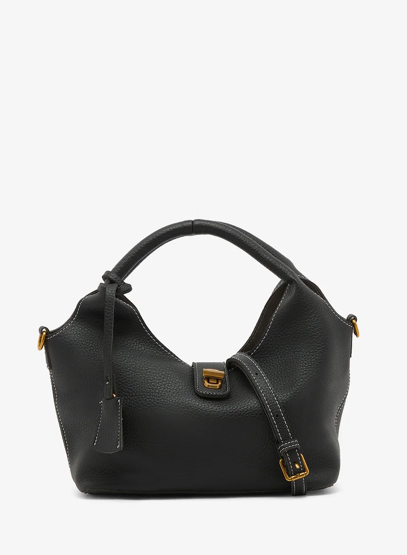 Ella Black Slouch Crossbody Top Handle And Strap