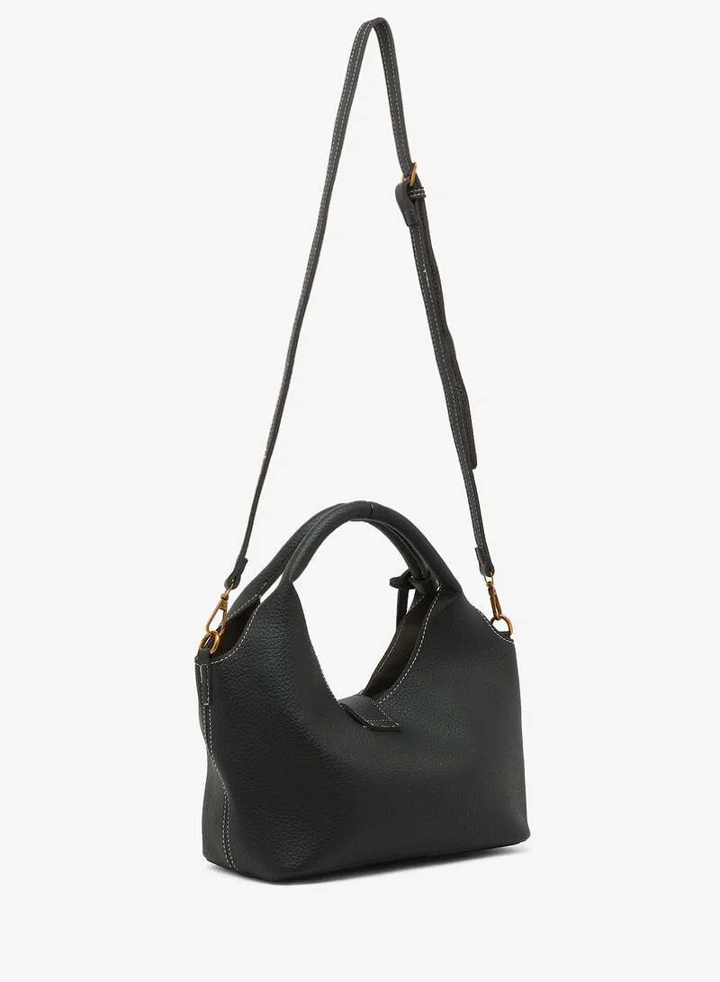 Ella Black Slouch Crossbody Top Handle And Strap