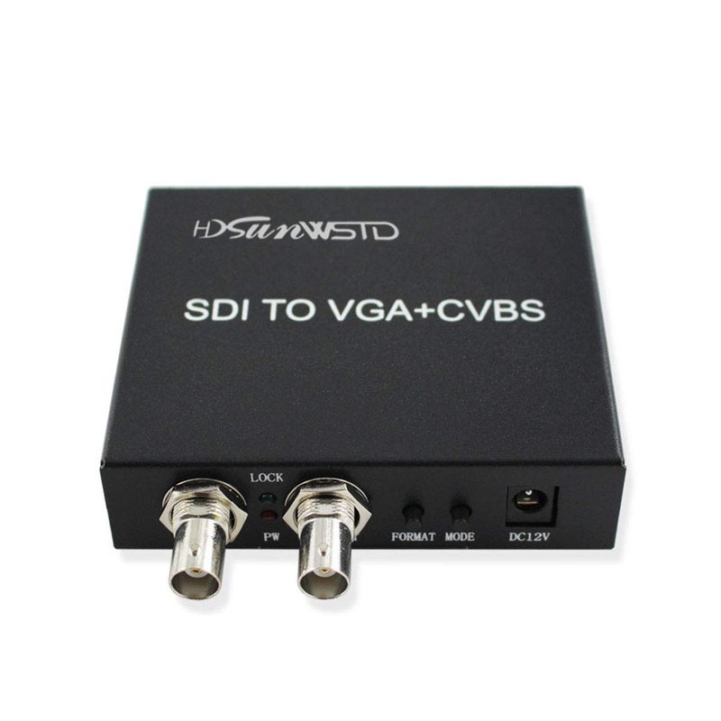 HDSUNWSTD SDI SDSDIHDSDI3GSDI to VGACVBSAVSDI Converter Support 1080P for MonitorCameraDisplay with us Power Adapter