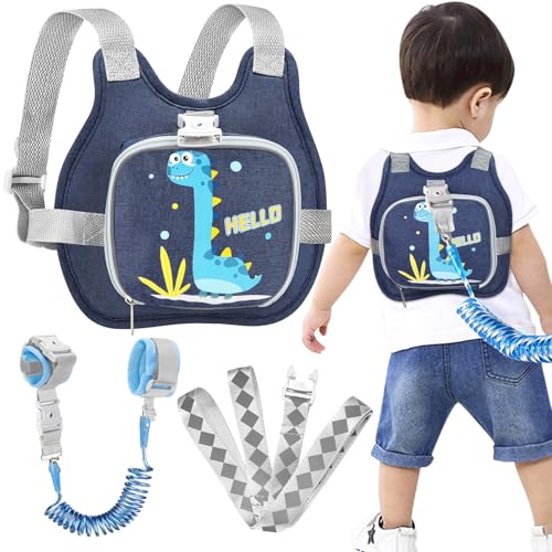 Accmor Toddler Harness Leash Reflective Anti Lost Wrist Link Cute Dinosaur Kids Harness with Leash Collapsible Child Harness Baby Leash Walking Wristband Protector Belt for Boys Girls Outdoor - Image 1