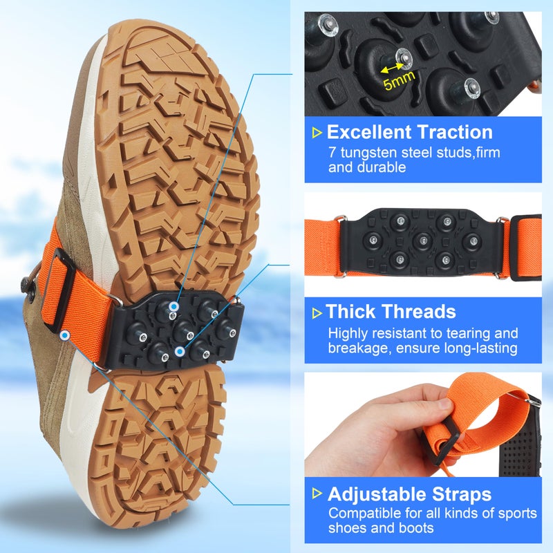 SILANON Ice Cleats Mid-Sole Snow Traction Cleats Crampons for Shoes and Boots Easily Rotate Non Slip Ice Grippers Shoes Boots Cleat for Winter Walking on Snow Ice Men Women - Image 2