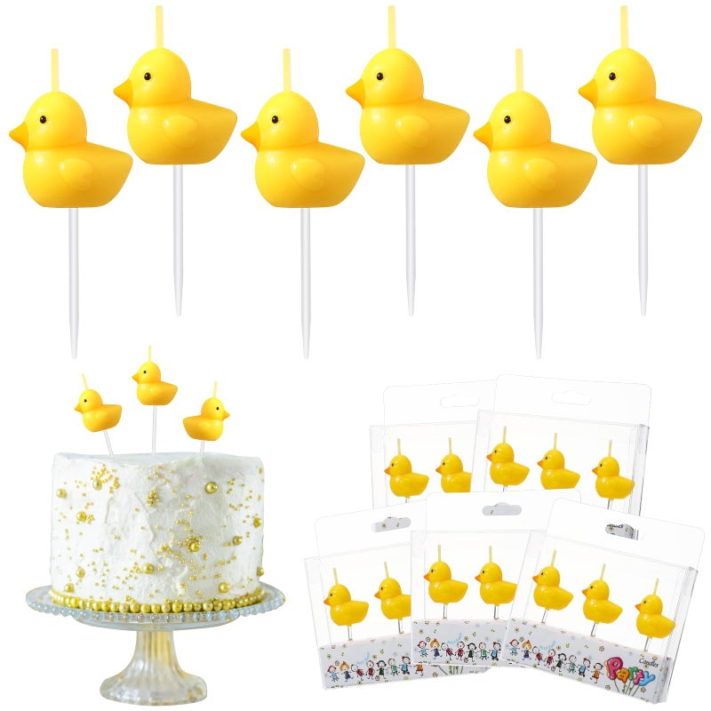 Coume Coume 9 Pcs Yellow Duck Cake Candles Duck Birthday Decorations Cute Little Duckie Cupcake Candles for Kids Theme Birthday Baby Shower Party Decorations