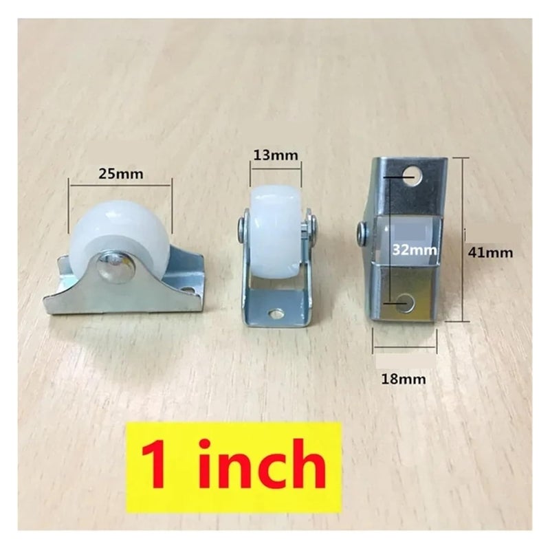 White Plastic Fixed Casters 1 Inch Small One Way Furniture Wheels 10 Pack - Image 3
