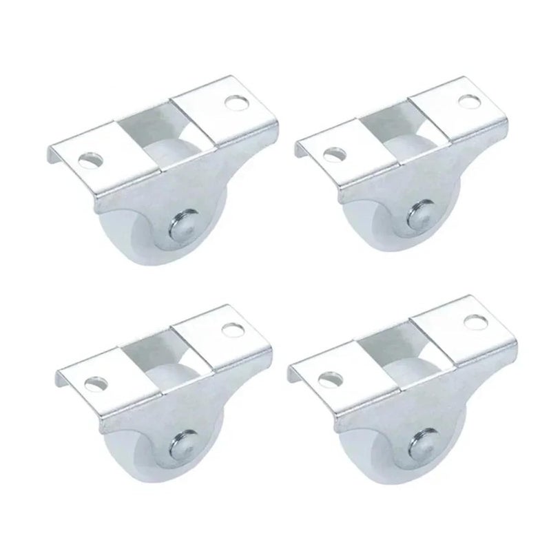 White Plastic Fixed Casters 1 Inch Small One Way Furniture Wheels 10 Pack - Image 1