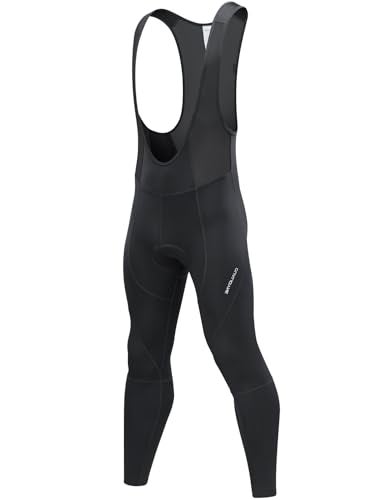 qualidyne Men's Thermal Cycling Bib Tights, 3D Padded, Fleece-Lined Winter Bike Leggings for Cold-Weather Riding - Image 1