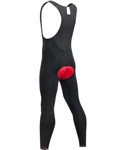 qualidyne Men's Thermal Cycling Bib Tights, 3D Padded, Fleece-Lined Winter Bike Leggings for Cold-Weather Riding - Image 3