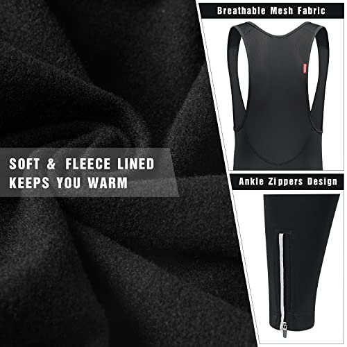 qualidyne Men's Thermal Cycling Bib Tights, 3D Padded, Fleece-Lined Winter Bike Leggings for Cold-Weather Riding - Image 5