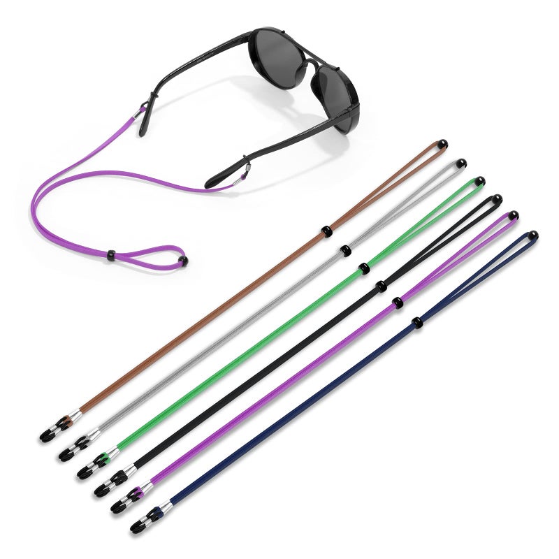 VOOGLASS Glasses Strap6 PCS Sports Eyeglass StrapAdjustable Sunglasses Lanyard Neck Holders Cord Retainer for Men Women
