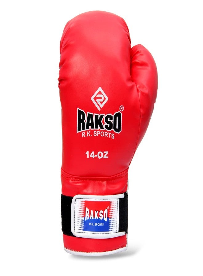 RAKSO Fight Gloves- RED Top Grade Genuine Buffalo PVC Boxing Gloves with Molded Padding & Velcro Strap Gloves for Men & Women (4 OZ, Red) (16 OZ) - Image 4