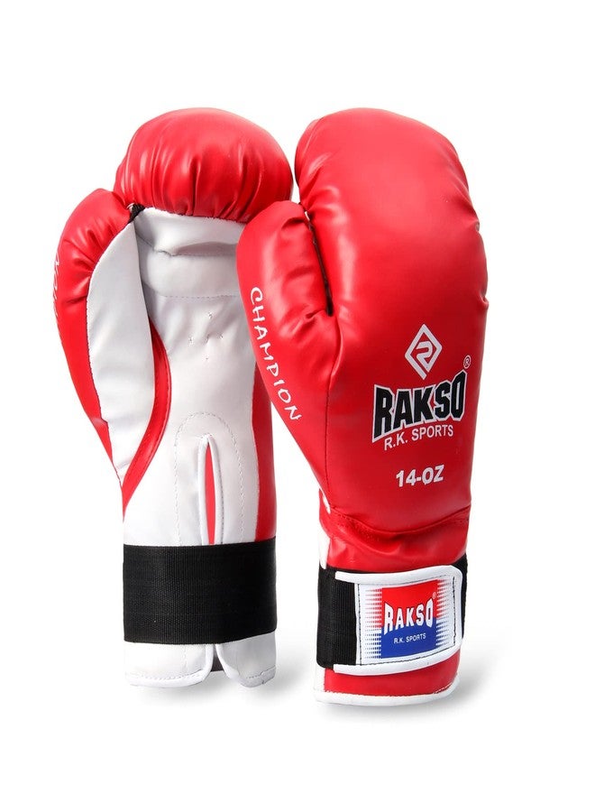 RAKSO Fight Gloves- RED Top Grade Genuine Buffalo PVC Boxing Gloves with Molded Padding & Velcro Strap Gloves for Men & Women (4 OZ, Red) (16 OZ) - Image 2
