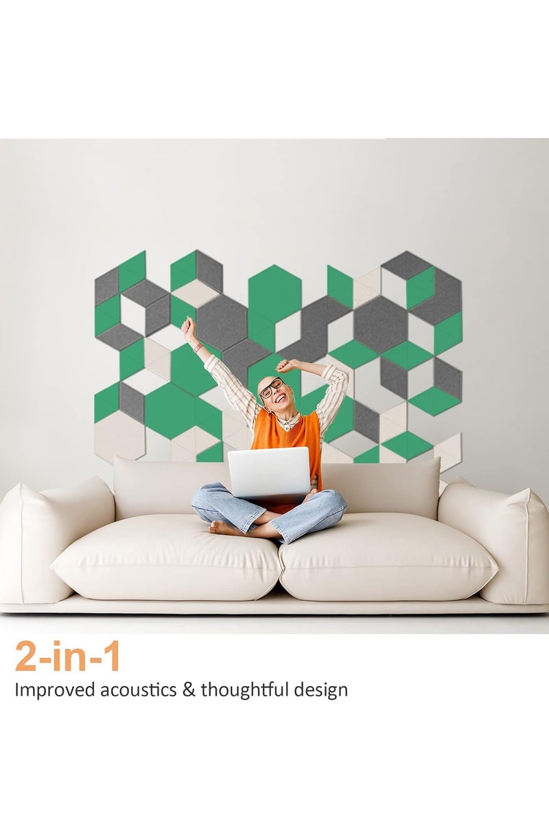12 لوحة صوتية سداسية ساغون، اختبار صوتي ذاتي لاصق رغوي، 30 × 26 × 1 سم لوحات حائط صوتي عالية الكثافة للاستوديو، وزارة الداخلية - Image 5